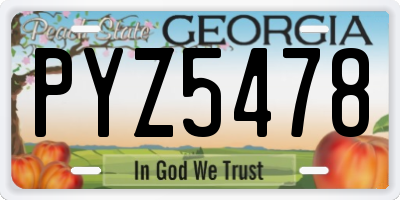 GA license plate PYZ5478