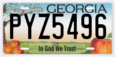 GA license plate PYZ5496