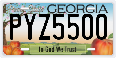 GA license plate PYZ5500