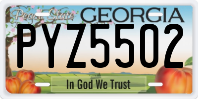GA license plate PYZ5502