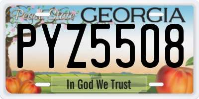 GA license plate PYZ5508