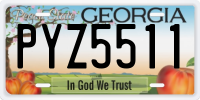 GA license plate PYZ5511