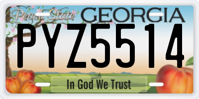GA license plate PYZ5514