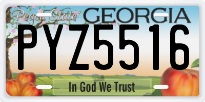 GA license plate PYZ5516