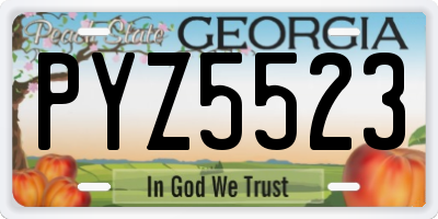 GA license plate PYZ5523