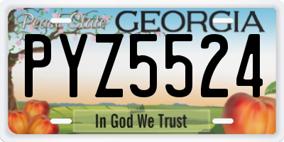 GA license plate PYZ5524