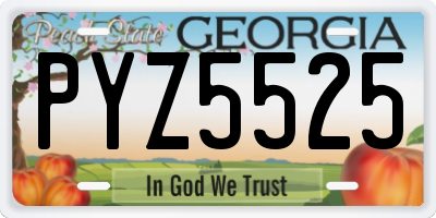 GA license plate PYZ5525