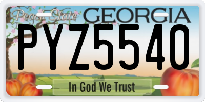 GA license plate PYZ5540