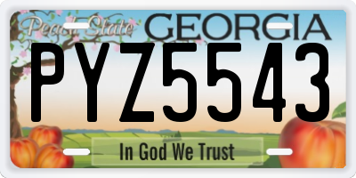 GA license plate PYZ5543