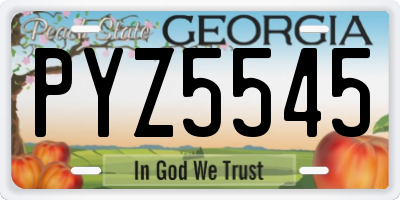 GA license plate PYZ5545