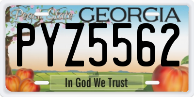 GA license plate PYZ5562