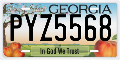 GA license plate PYZ5568