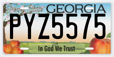 GA license plate PYZ5575