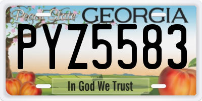 GA license plate PYZ5583