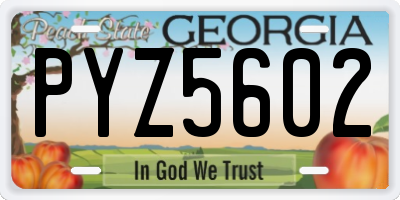 GA license plate PYZ5602
