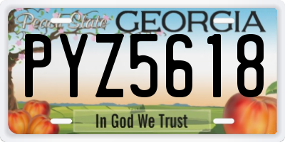 GA license plate PYZ5618