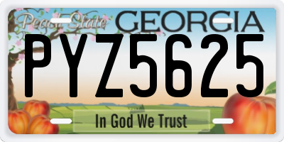 GA license plate PYZ5625