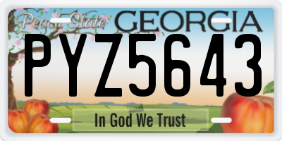 GA license plate PYZ5643