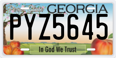 GA license plate PYZ5645