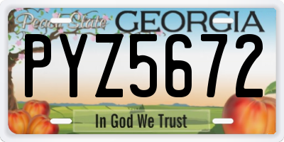 GA license plate PYZ5672
