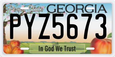 GA license plate PYZ5673