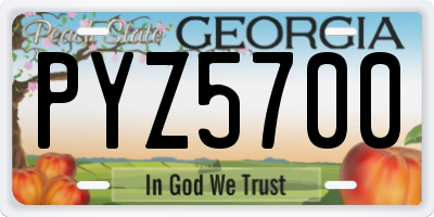 GA license plate PYZ5700