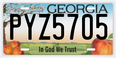 GA license plate PYZ5705