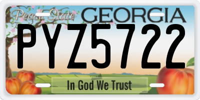GA license plate PYZ5722