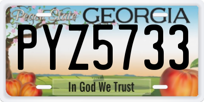 GA license plate PYZ5733