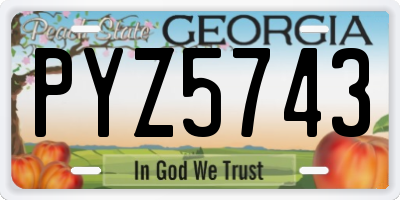 GA license plate PYZ5743
