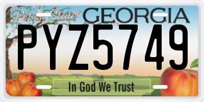 GA license plate PYZ5749