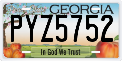 GA license plate PYZ5752