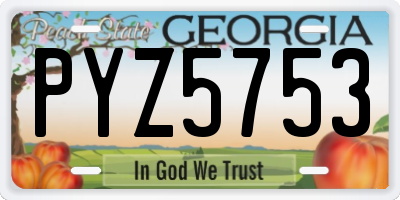 GA license plate PYZ5753