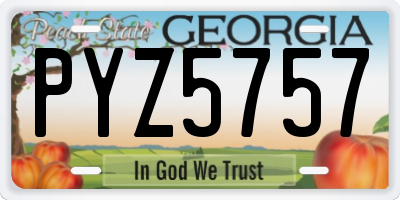 GA license plate PYZ5757