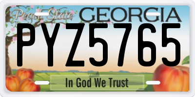 GA license plate PYZ5765