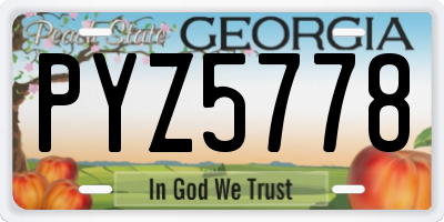 GA license plate PYZ5778