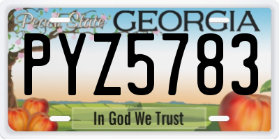 GA license plate PYZ5783