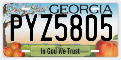 GA license plate PYZ5805