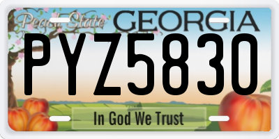 GA license plate PYZ5830