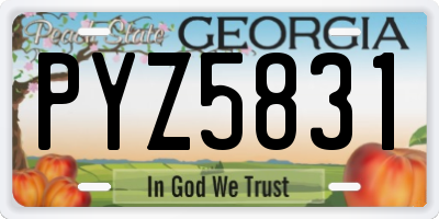 GA license plate PYZ5831
