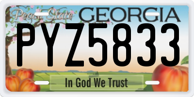 GA license plate PYZ5833