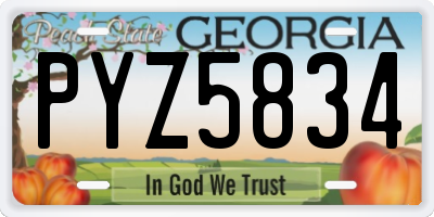 GA license plate PYZ5834