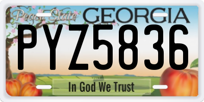 GA license plate PYZ5836