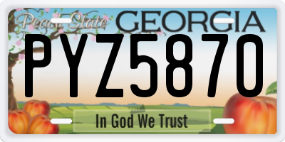 GA license plate PYZ5870
