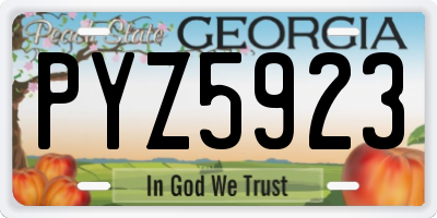 GA license plate PYZ5923