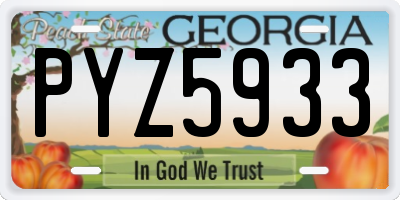GA license plate PYZ5933