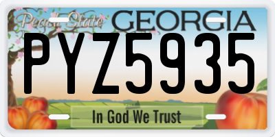 GA license plate PYZ5935