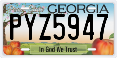 GA license plate PYZ5947