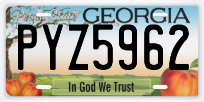 GA license plate PYZ5962