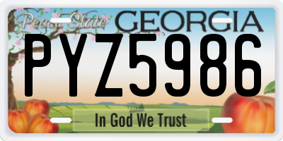 GA license plate PYZ5986